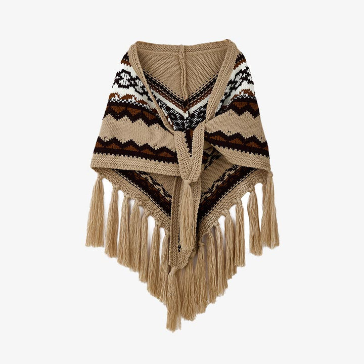 Mantón triangular tibetano con Buddha Stones, borlas a rayas, bufanda de viaje acogedora para invierno