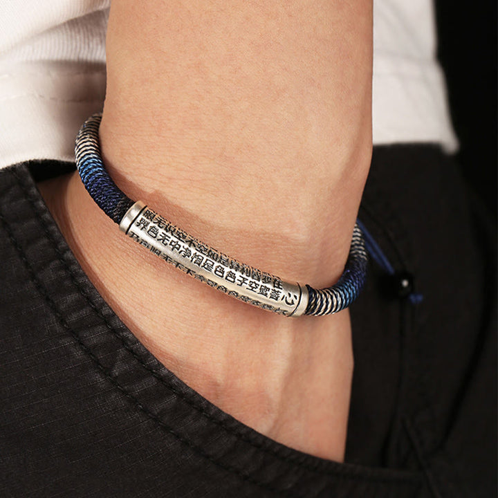 Pulsera trenzada hecha a mano con Buddha Stones de plata de ley 999 con forma de corazón Sutra Calm - image 8