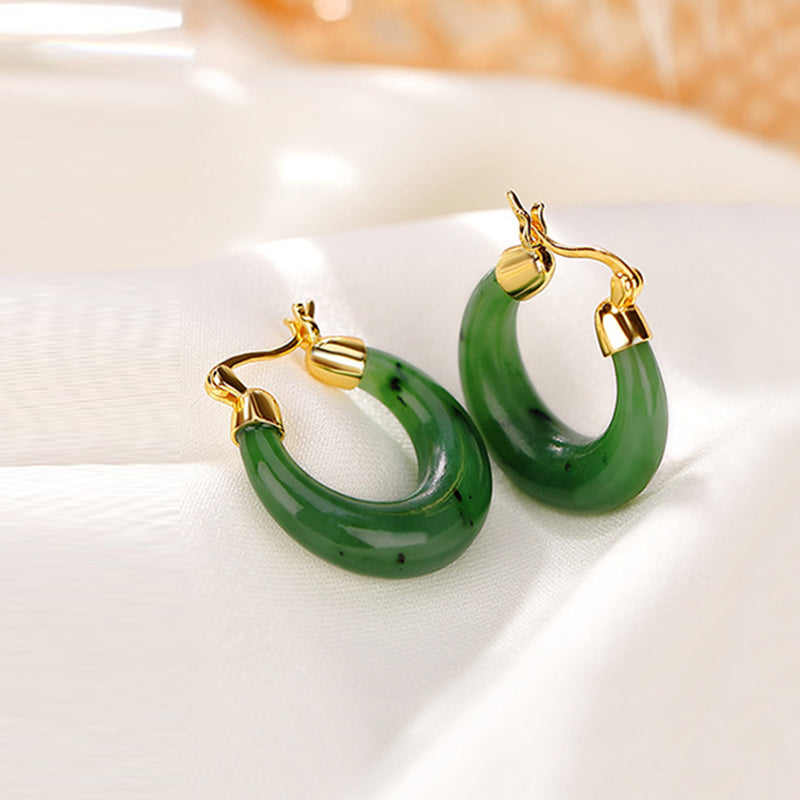 Pendientes colgantes de la suerte de jade cian hetiano redondo natural chapado en plata de ley 925 con Buddha Stones