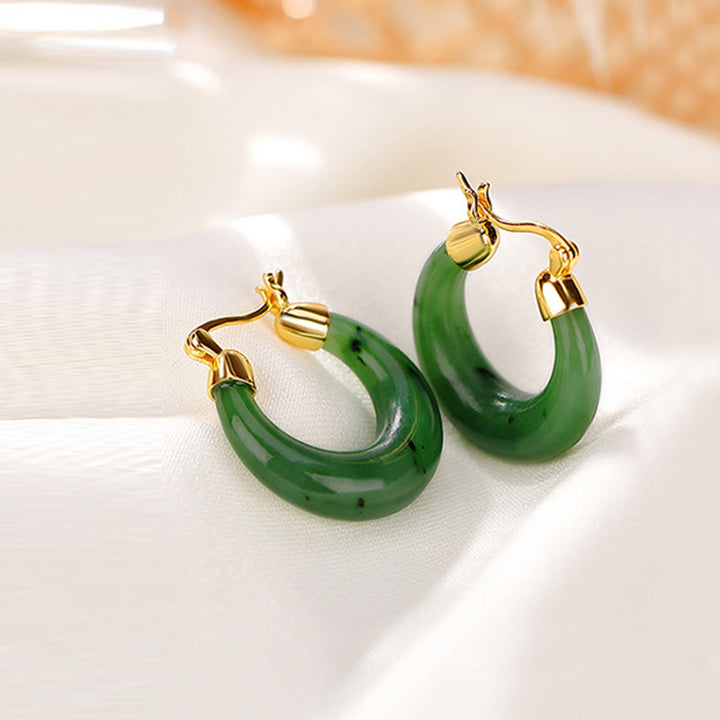 Pendientes colgantes de la suerte de jade cian hetiano redondo natural chapado en plata de ley 925 con Buddha Stones