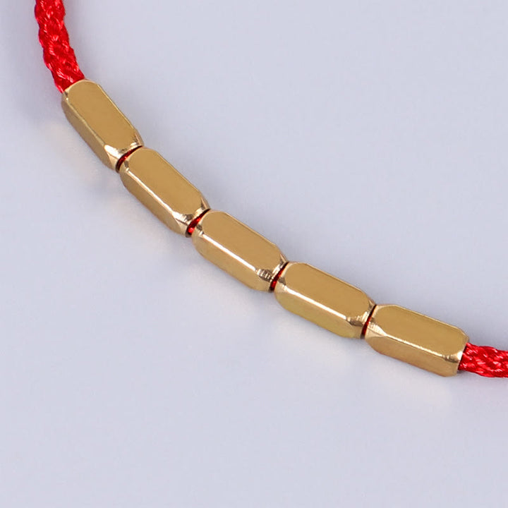 Pulsera de hilo trenzado con protección de cuentas de cobre hecha a mano con Buddha Stones