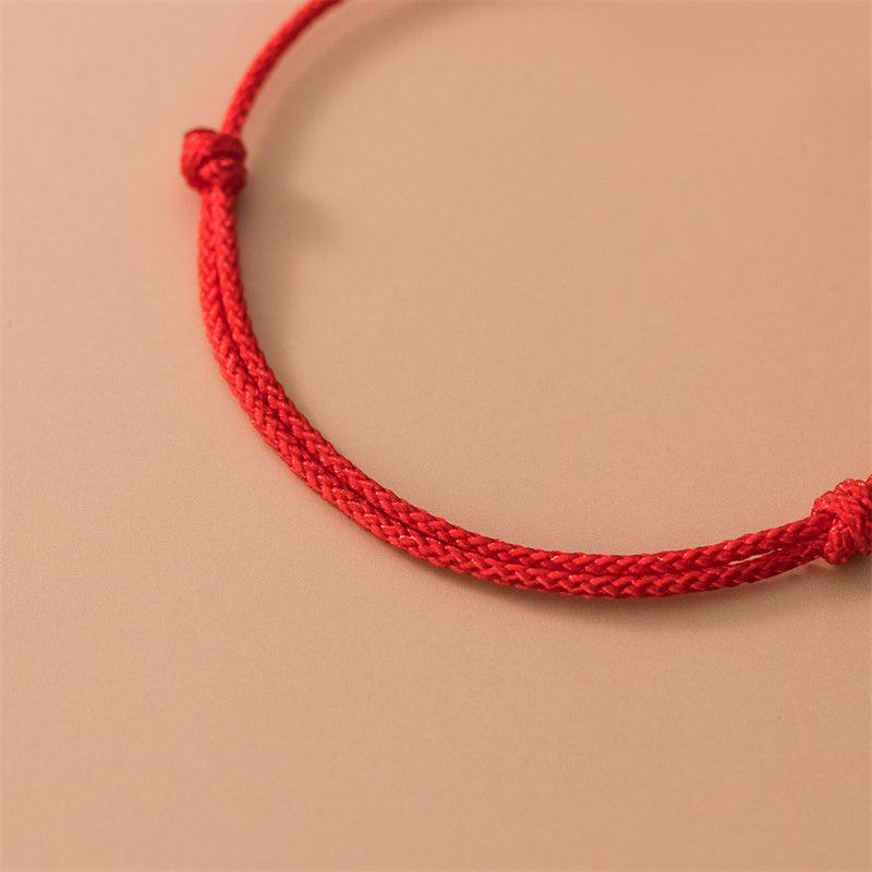 Pulsera de cuerda roja con trébol de cuatro hojas de plata de ley 925 con Buddha Stones