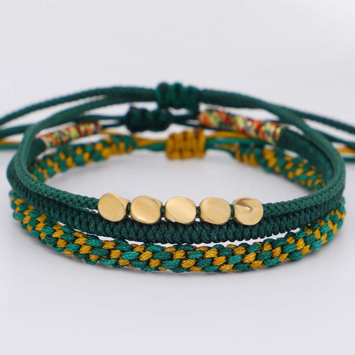Juego de pulsera de la suerte con Buddha Stones, 3 piezas, cuentas de cobre tibetanas, protección curativa