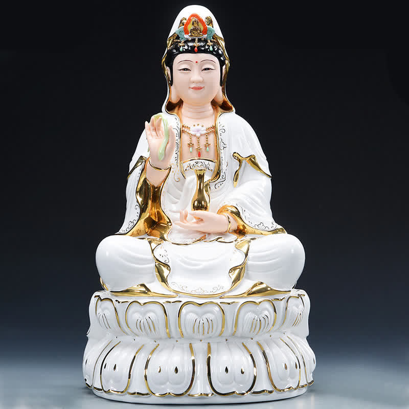 Chenrezig Bodhisattva Avalokitesvara Éxito Estatua de cerámica Decoración del hogar