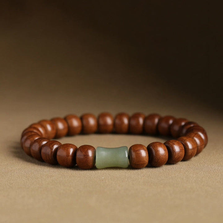 Buddha Stones Natural Abelia Biflora madera Hetian Jade cuentas de bambú para protegerse de los espíritus malignos