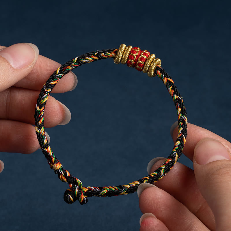 Pulsera de cuerda trenzada de fuerza de la suerte del Buda Natal del zodíaco chino hecha a mano del Tíbet con Buddha Stones