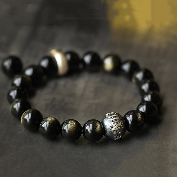 Pulsera de purificación de obsidiana de Buda natal del zodiaco chino de Buddha Stones