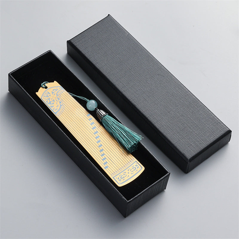 Buddha Stones instrumentos musicales clásicos Pipa Guzheng Guqin Ruan marcapáginas de Metal borla con caja de regalo
