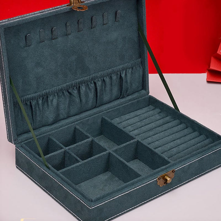Caja organizadora de joyería de diseño Simple con Buddha Stones, caja de almacenamiento de joyería de franela de una sola capa con cerradura - image 4