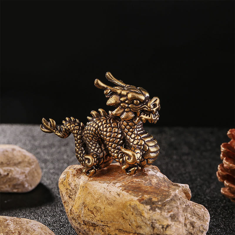 Buddha Stones Año del Dragón Pequeño Dragón de Latón Auspicioso Suerte Éxito Decoración del Hogar