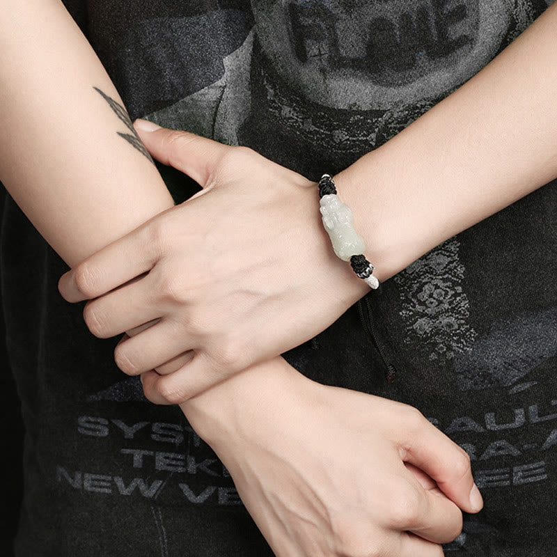 Pulsera de cuerda trenzada de Buddha Stones hecha a mano de Jade Natural PiXiu suerte prosperidad - image 10