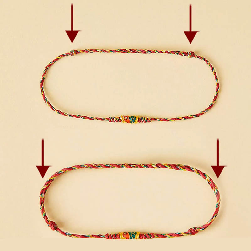 Pulsera de cuerda trenzada hecha a mano con Buddha Stones, pez Koi, prosperidad y prosperidad