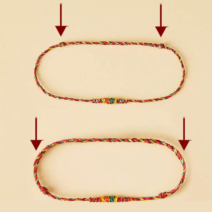 Pulsera de cuerda trenzada hecha a mano con Buddha Stones, pez Koi, prosperidad y prosperidad