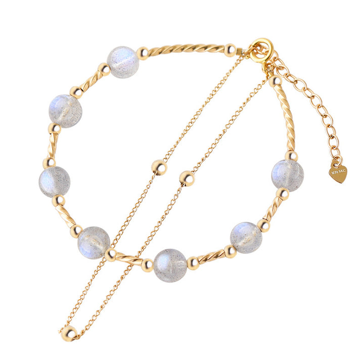 Pulsera de cadena con encanto positivo de piedra lunar