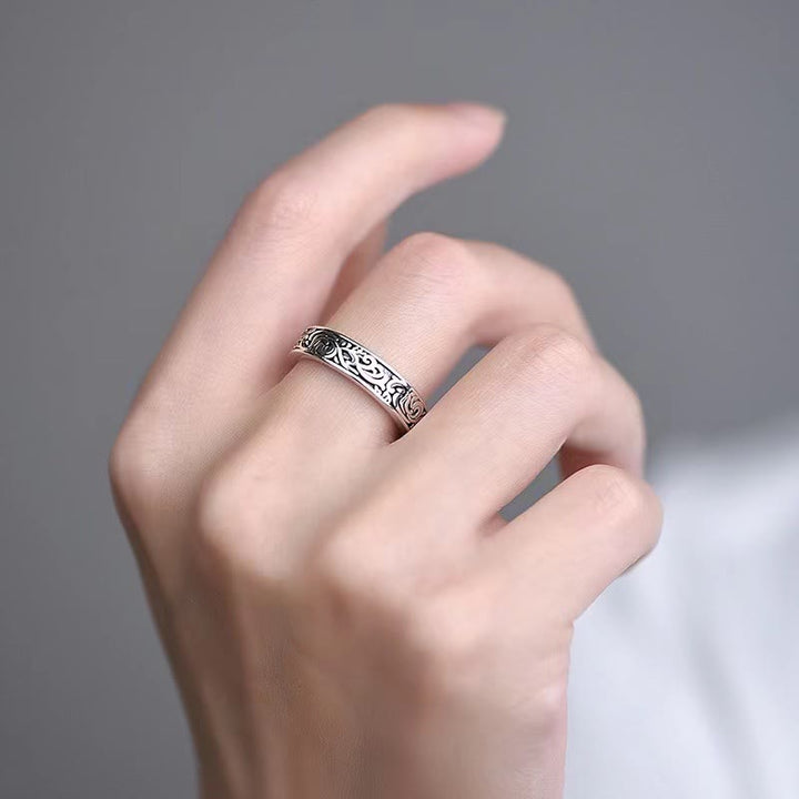 Anillo ajustable de cobre con diseño de flores de la dinastía Tang de Buddha Stones