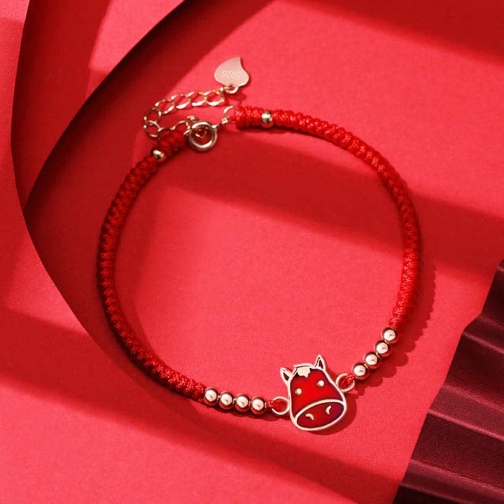 Pulsera de hilo rojo con Buddha Stones de plata de ley 925, zodíaco chino, suerte, fe, decoloración