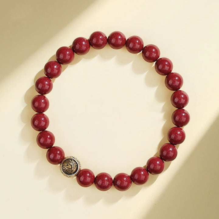 Pulsera de bendición de las cuatro bestias con cinabrio natural de plata de ley 925 con Buddha Stones