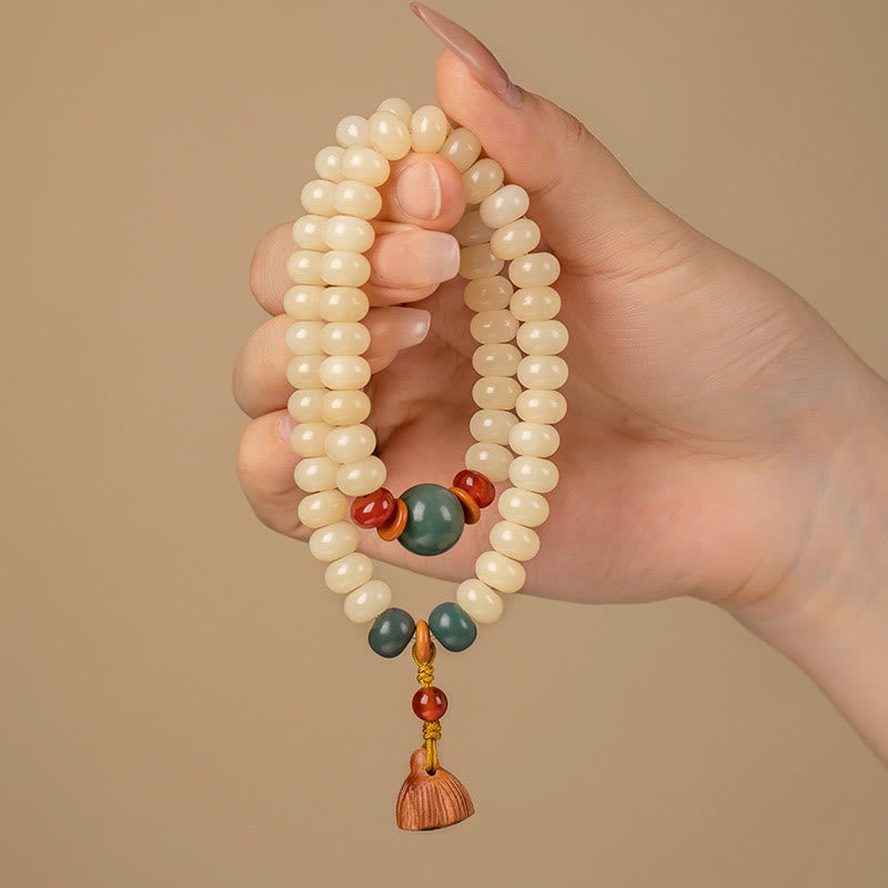 Pulsera de doble vuelta con diseño de vaina de loto y semillas de Bodhi de Buddha Stones
