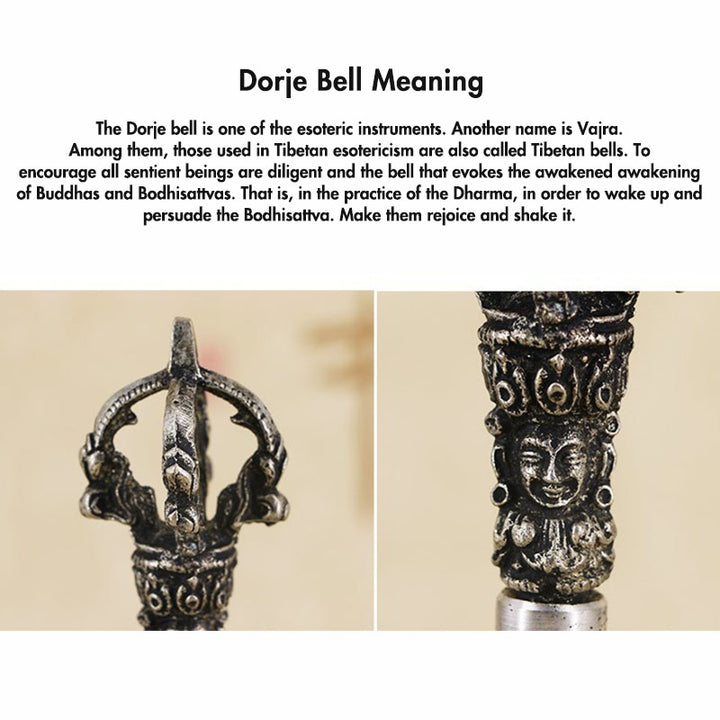 Juego de decoración de cobre con Buddha Stones, campana de meditación tibetana y Vajra Dorje