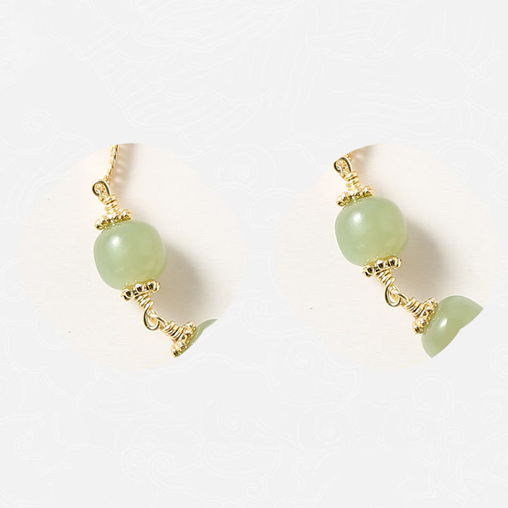 Pulsera de cadena de la suerte con flor de rosa dorada y jade hetiano chapado en oro de 14 Buddha Stones