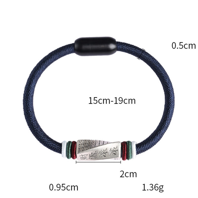 Pulsera con hebilla de cadena de bendición hecha a mano con Buddha Stones de plata de ley 999 con beneficios que fluyen desde todos los lados