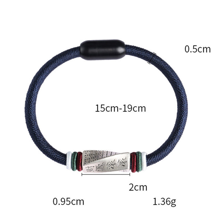 Pulsera con hebilla de cadena de bendición hecha a mano con Buddha Stones de plata de ley 999 con beneficios que fluyen desde todos los lados
