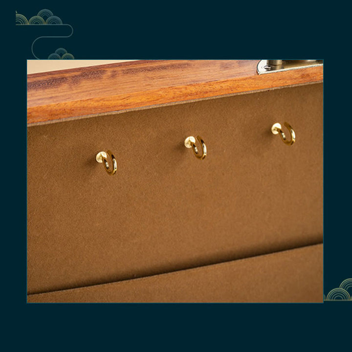 Caja de almacenamiento de joyería de palisandro hecha a mano antigua, caja organizadora de regalo de madera con flores de doble capa grande con cerradura