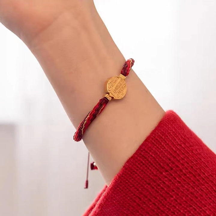 Pulsera trenzada de cuerda de protección con nudo de reencarnación hecha a mano dioses de la riqueza de cinco direcciones con piedras de Buddha Stones