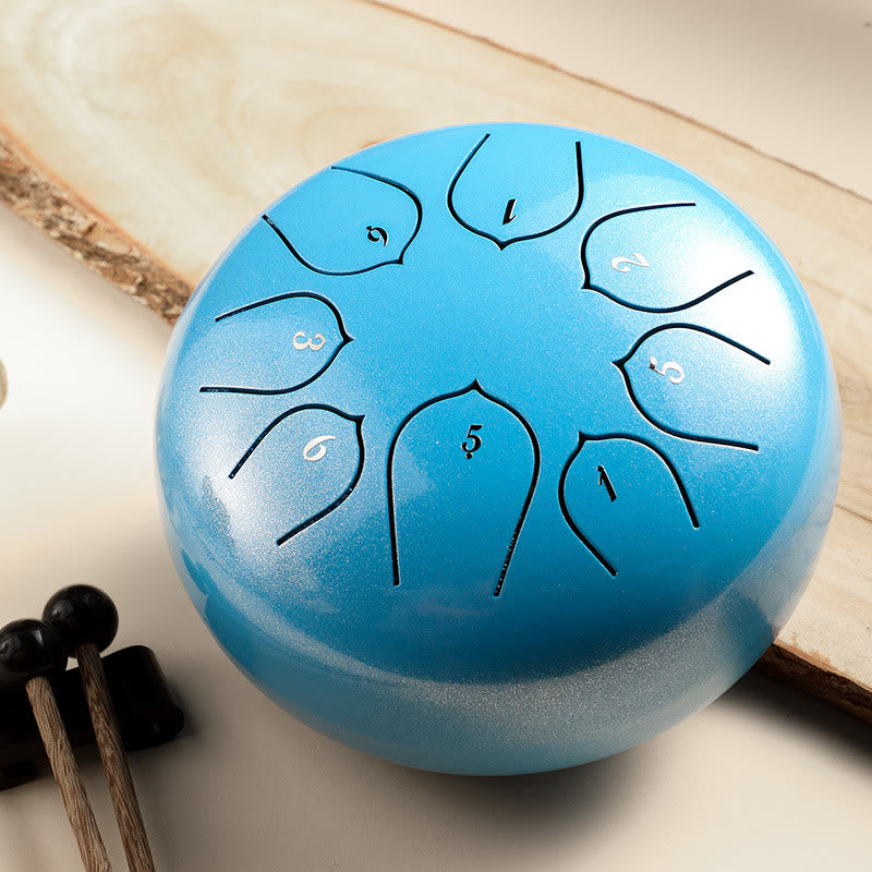 Buddha Stones, tambor de lengua de acero, sonido curativo, meditación, patrón de loto, Kit de batería, 8 notas, instrumento de percusión de 6 pulgadas