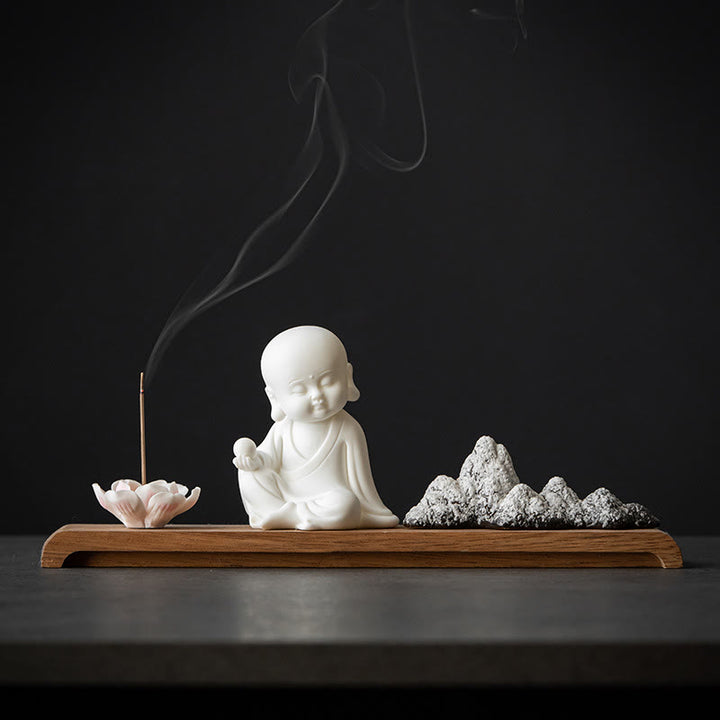 Buddha Stones, flor de loto, Tathagata Kwan Yin, Avalokitesvara Ksitigarbha, palo de cerámica para meditación, decoración de quemador de incienso