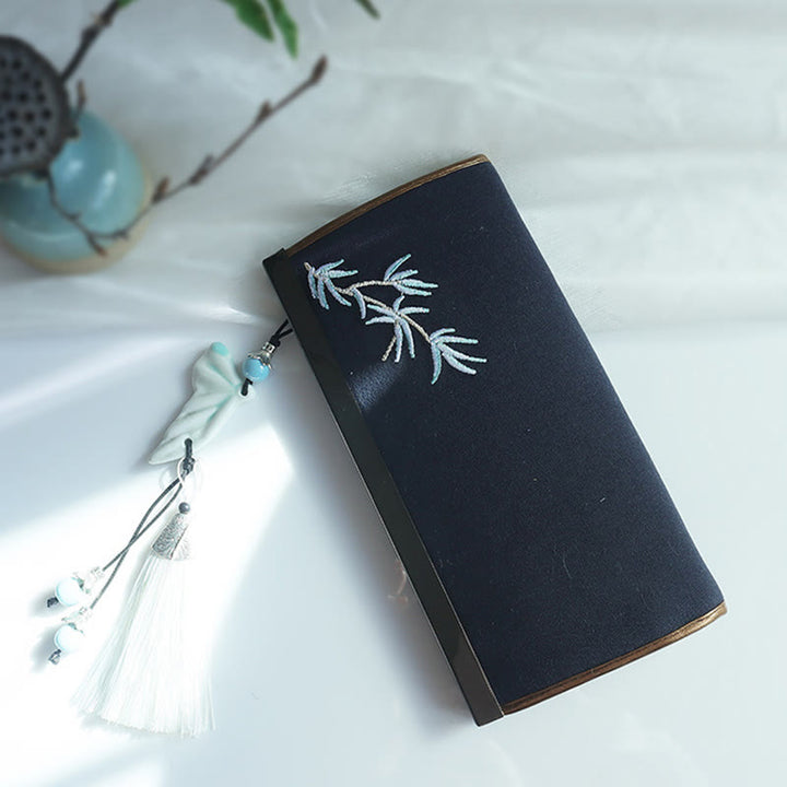 Monedero de compras con bordado de doble cara de bambú, flor de Buddha Stones , ciruela, flor de melocotón, tarjetero para efectivo de gran capacidad - image 23