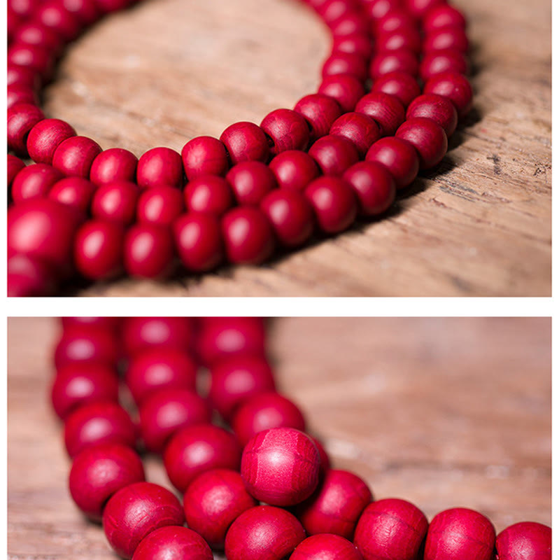 Pulsera de protección de madera natural Abelia Biflora con Buddha Stones Mala