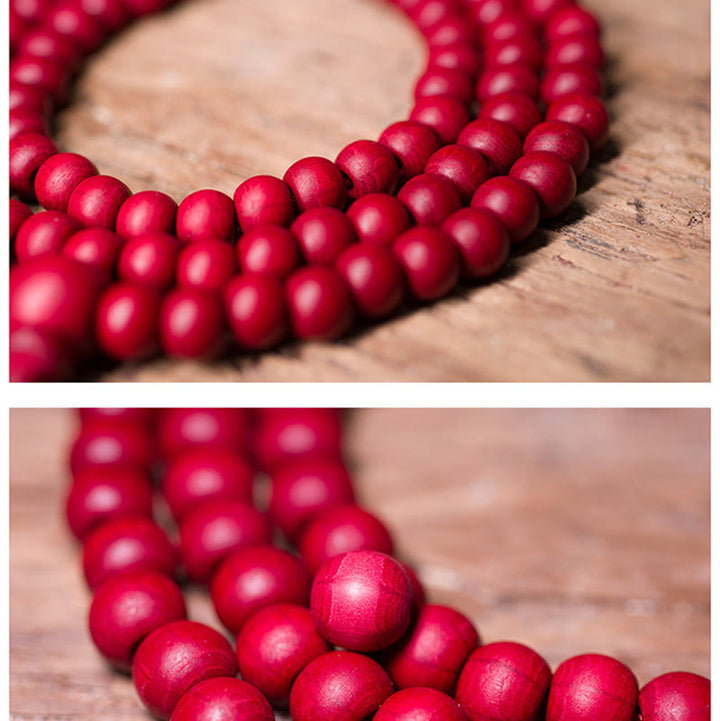 Pulsera de protección de madera natural Abelia Biflora con Buddha Stones Mala