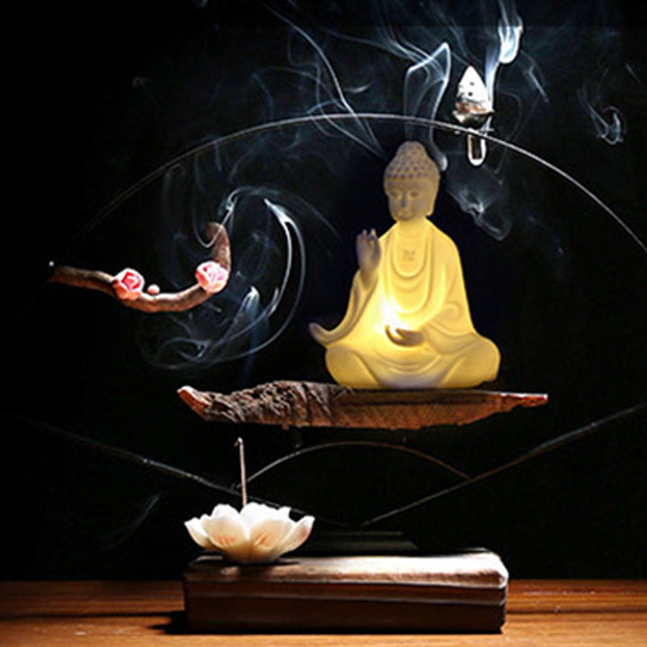 Buda Avalokitesvara Ksitigarbha Bodhisattva Bendición Decoración LED de cerámica