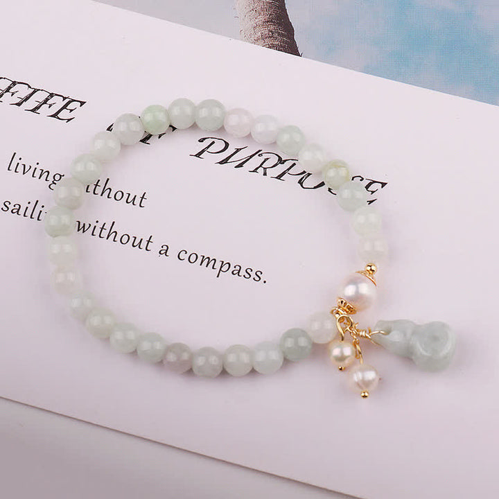 Pulsera de la suerte de la prosperidad de la calabaza de la perla del jade natural de las Buddha Stones