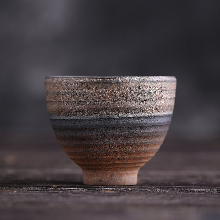 Taza de té de cerámica con textura de rayas marrones simples , Buddha Stones, tazón de taza de té de Kung Fu