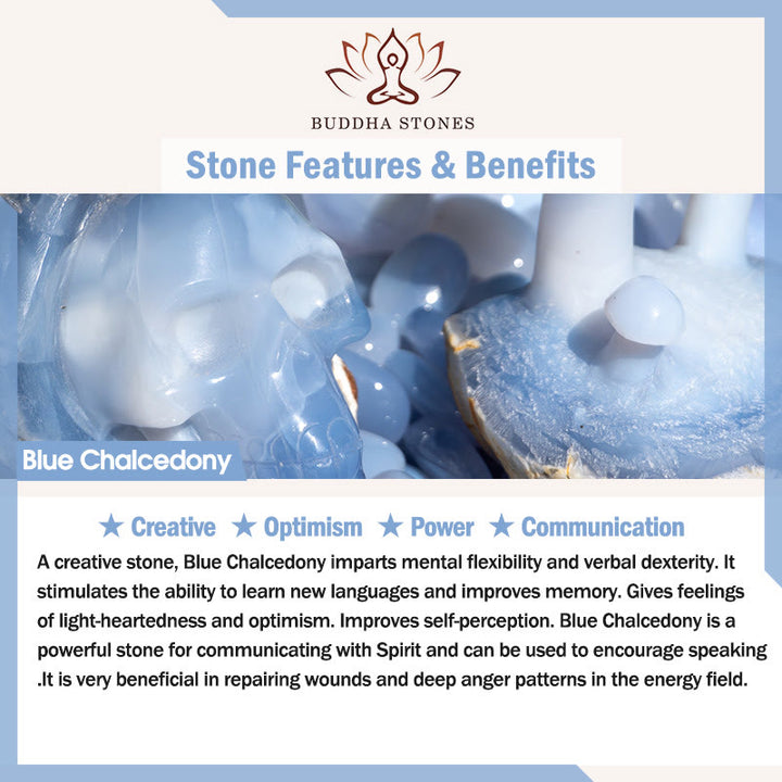 Buddha Stones Calcedonia Azul Cristal Rosa Calcedonia Púrpura Mariposa Pulsera Energética