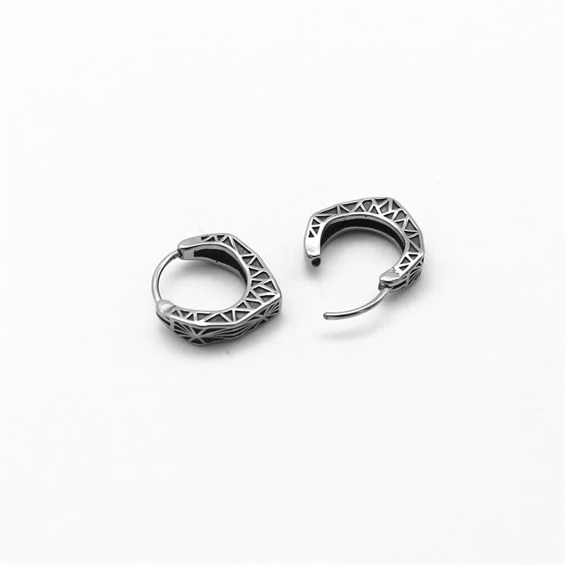 Pendientes de equilibrio de acero y titanio con aro vikingo - image 10