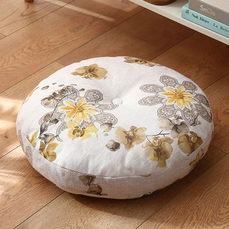 Cojín de lino con diseño simple de loto y Buddha Stones para meditación, decoración para el hogar y la sala de estar.