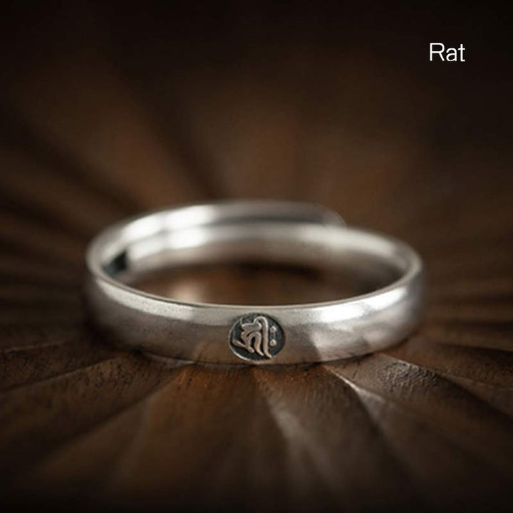 Anillo de plata de ley 925 con Buddha Stones , zodíaco chino, bendición de Buda natal