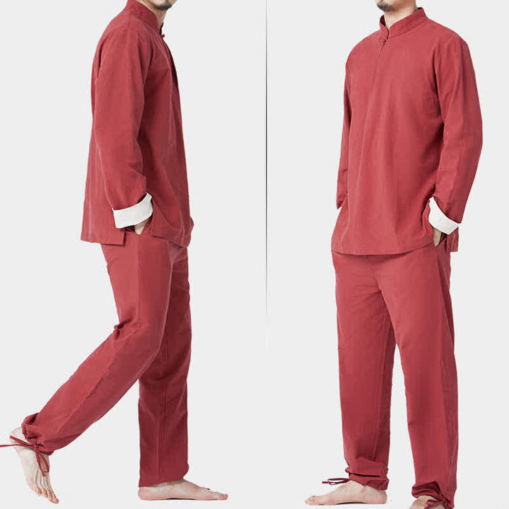 Conjunto de ropa de lino y algodón para hombre con Buddha Stones, meditación espiritual, zen, yoga y oración