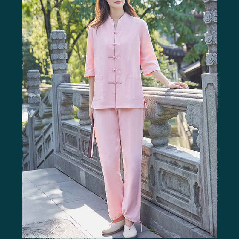 Conjunto de ropa de lino y algodón para mujer, uniforme de oración, meditación, Yoga, práctica Zen espiritual , Buddha Stones - image 6