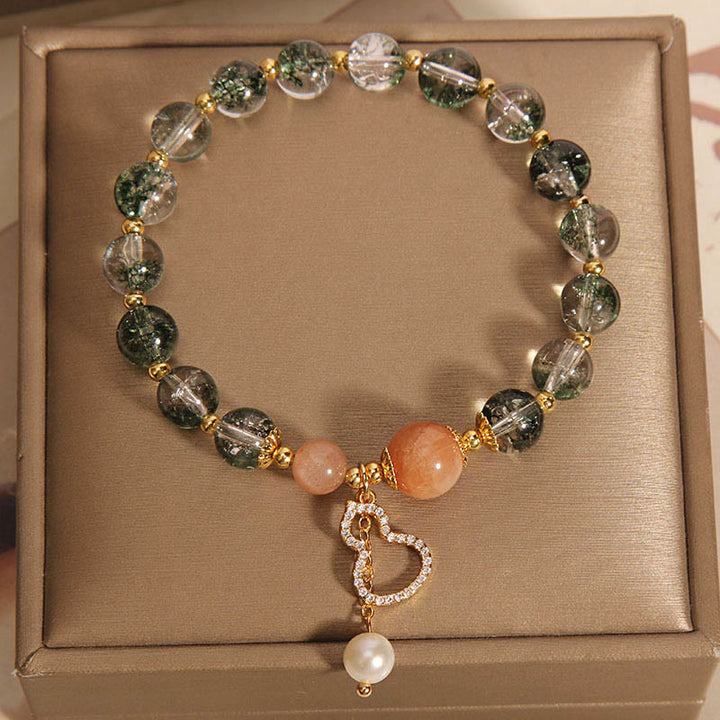 Pulsera de confianza con dije de calabaza fantasma verde de Buddha Stones