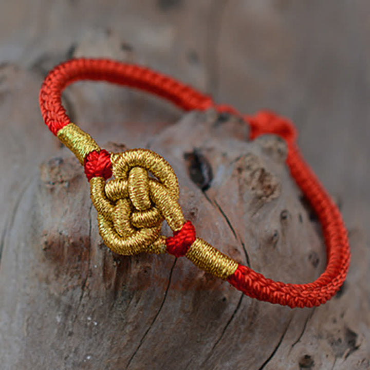 Pulsera de cuerda trenzada de fuerza de la suerte anudada china de diseño simple hecha a mano