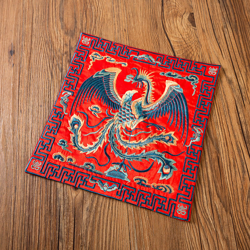 Alfombrilla para taza bordada con Buddha Stones , dragón Fénix, Kirin, posavasos para taza de té, tapete para té Kung Fu