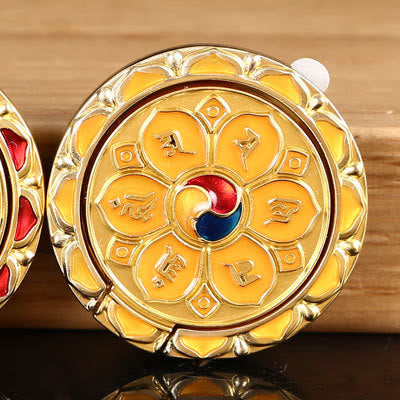 Soporte de anillo para teléfono tibetano Om Mani Padme Hum Peace, decoraciones universales para teléfono - Mantra amarillo de seis caracteres - image 20