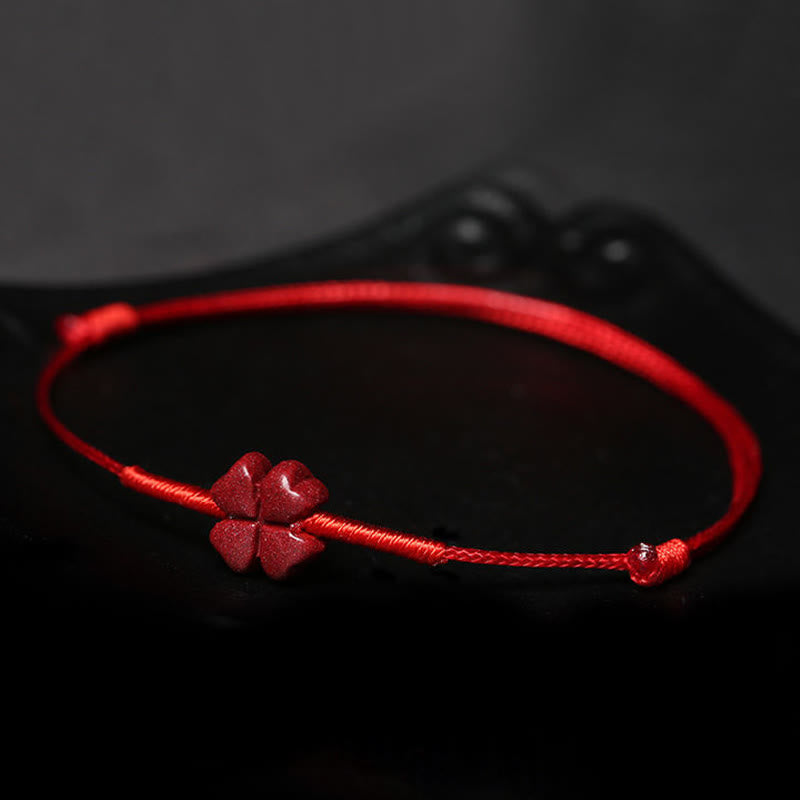Pulsera trenzada hecha a mano con Buddha Stones, flor de ciruelo, trébol de cuatro hojas, PiXiu, loto, pez Koi, cinabrio