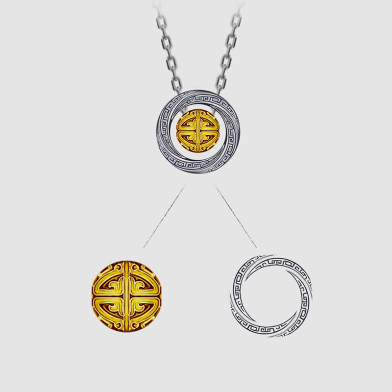 Colgante de collar de riqueza de cobre con cuentas de la suerte Mobius de Buddha Stones