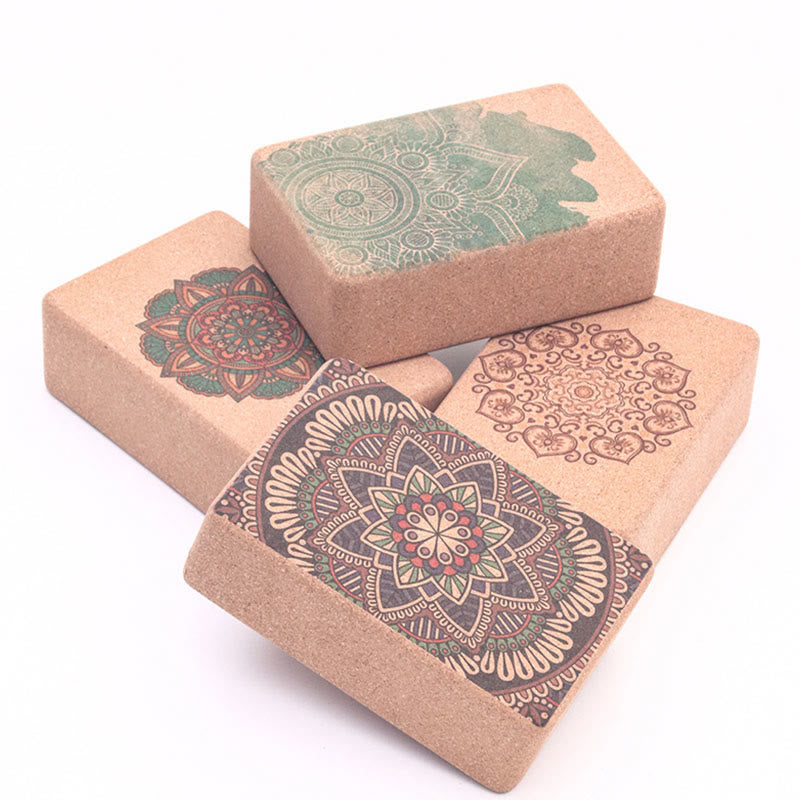 Buddha Stones Bloque de corcho para yoga consciente con mandala tibetano - image 0