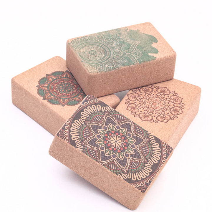 Buddha Stones Bloque de corcho para yoga consciente con mandala tibetano - image 0